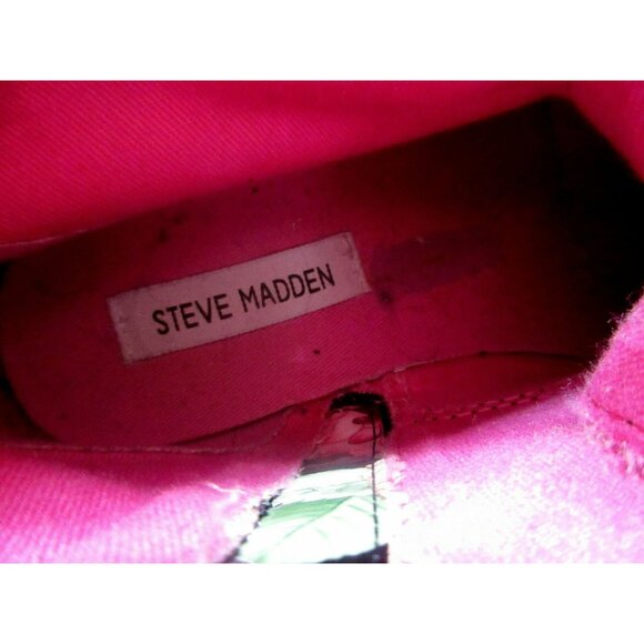 Steve Madden Floral Patent Combat Boots Sz 4 Front Tie Side Zip Cottagecore - Picture 6 of 11